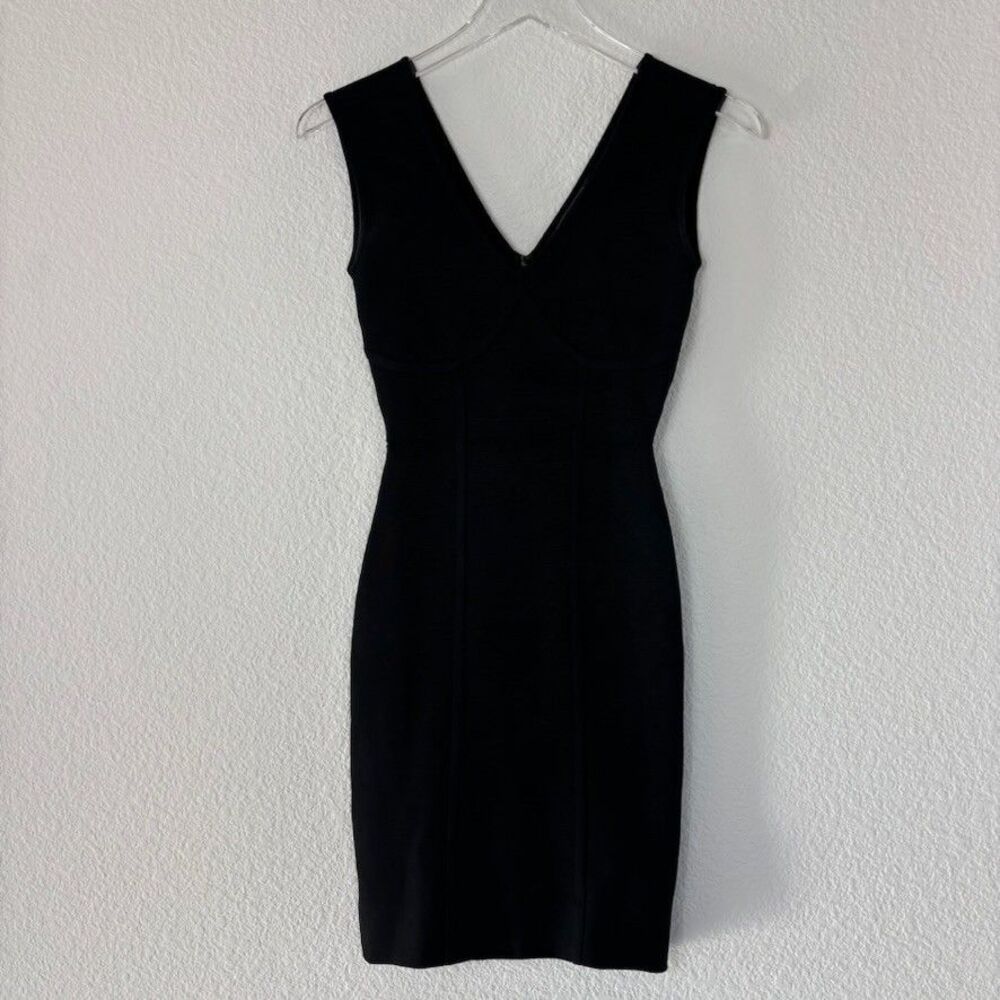 BCBG Max Azria Loribel Dress XS Body Con Emo Goth Steampunk Club Compression